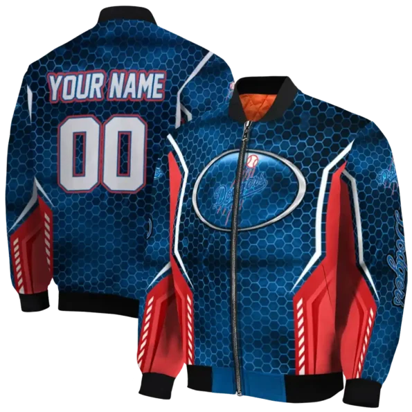custom los angeles dodgers power plate blue bomber jacket fashion forward