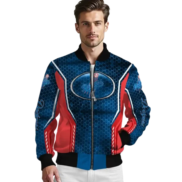 custom los angeles dodgers power plate blue bomber jacket high quality