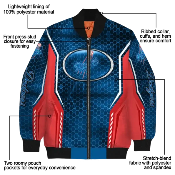 custom los angeles dodgers power plate blue bomber jacket new arrival