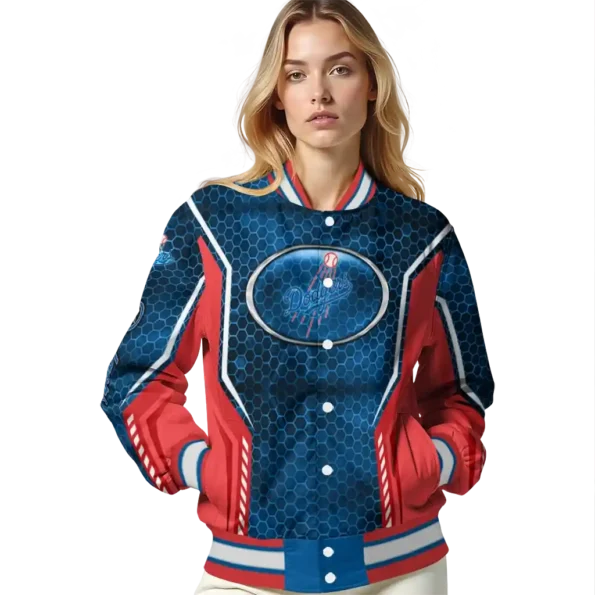custom los angeles dodgers power plate blue varsity jacket latest model