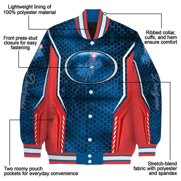 custom los angeles dodgers power plate blue varsity jacket new arrival