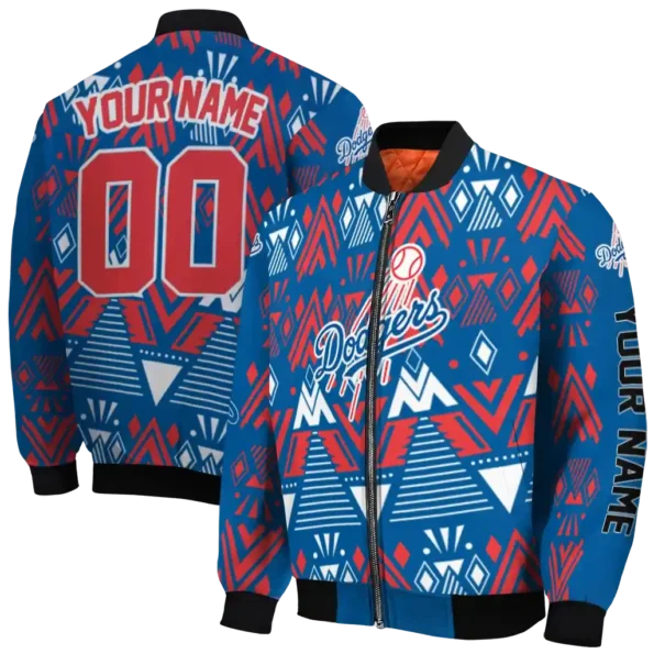 custom los angeles dodgers pyramid shapes blue bomber jacket fashion forward