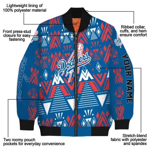 custom los angeles dodgers pyramid shapes blue bomber jacket new arrival