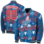 custom los angeles dodgers pyramid shapes blue varsity jacket best selling