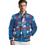 custom los angeles dodgers pyramid shapes blue varsity jacket best selling