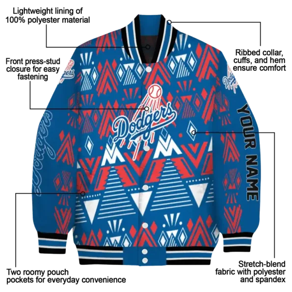 custom los angeles dodgers pyramid shapes blue varsity jacket new arrival