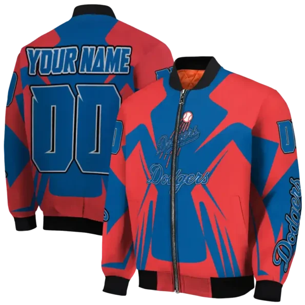 custom los angeles dodgers spider mark blue red crocs bomber jacket fashion forward