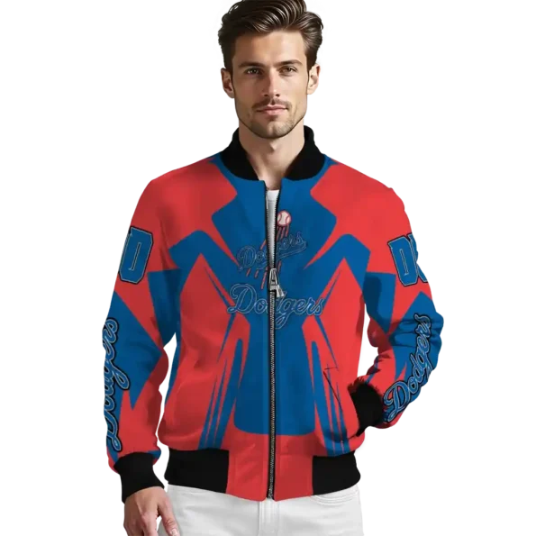 custom los angeles dodgers spider mark blue red crocs bomber jacket high quality