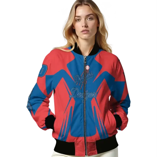 custom los angeles dodgers spider mark blue red crocs bomber jacket latest model