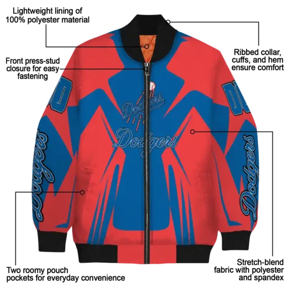 custom los angeles dodgers spider mark blue red crocs bomber jacket new arrival