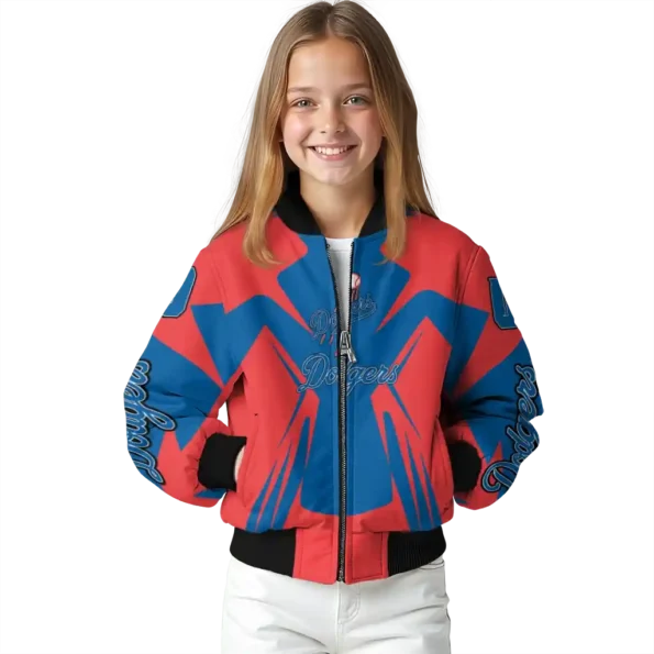 custom los angeles dodgers spider mark blue red crocs bomber jacket top rated
