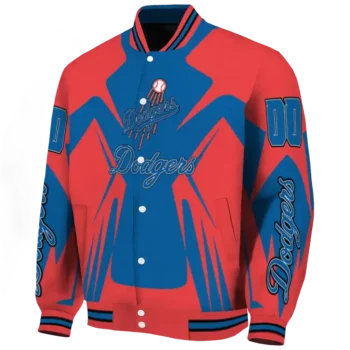 custom los angeles dodgers spider mark blue red crocs varsity jacket best selling