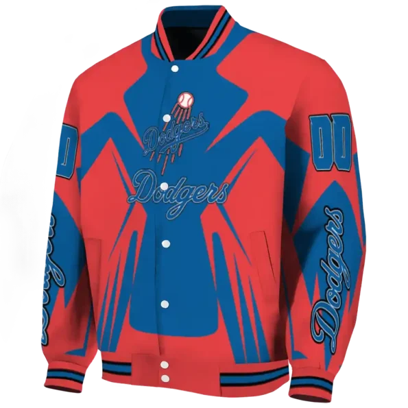 custom los angeles dodgers spider mark blue red crocs varsity jacket best selling