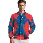 custom los angeles dodgers spider mark blue red crocs varsity jacket best selling