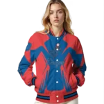 custom los angeles dodgers spider mark blue red crocs varsity jacket best selling