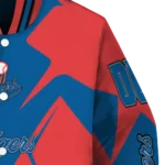 custom los angeles dodgers spider mark blue red crocs varsity jacket best selling