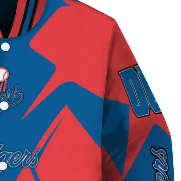 custom los angeles dodgers spider mark blue red crocs varsity jacket premium grade