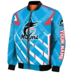 custom miami marlins chevron angles blue bomber jacket best selling