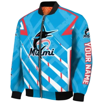custom miami marlins chevron angles blue bomber jacket best selling