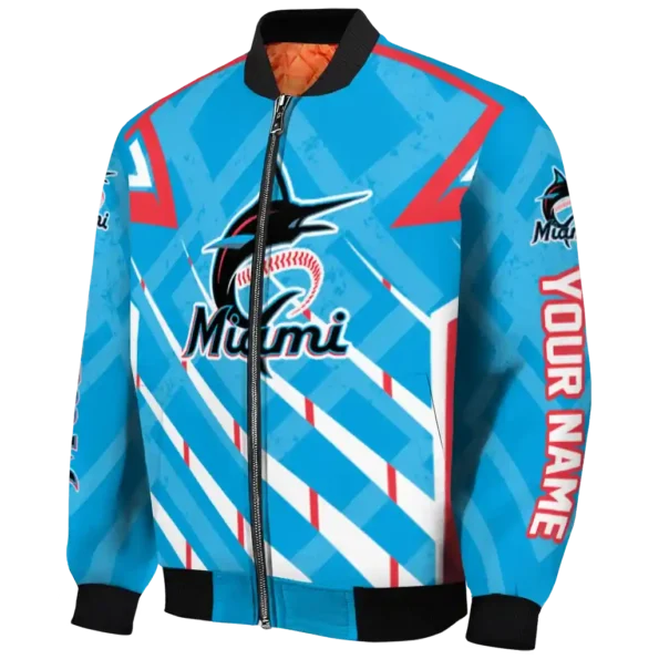 custom miami marlins chevron angles blue bomber jacket best selling