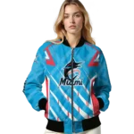 custom miami marlins chevron angles blue bomber jacket best selling