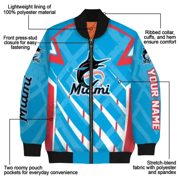 custom miami marlins chevron angles blue bomber jacket new arrival