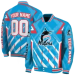 custom miami marlins chevron angles blue varsity jacket best selling