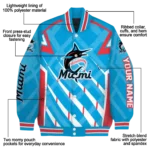 custom miami marlins chevron angles blue varsity jacket best selling
