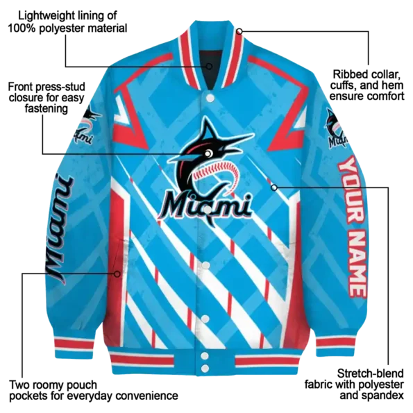 custom miami marlins chevron angles blue varsity jacket new arrival