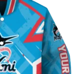custom miami marlins chevron angles blue varsity jacket best selling