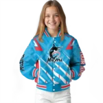 custom miami marlins chevron angles blue varsity jacket best selling