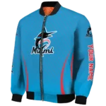 custom miami marlins chevron arrow blue bomber jacket best selling