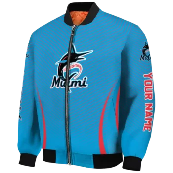 custom miami marlins chevron arrow blue bomber jacket best selling