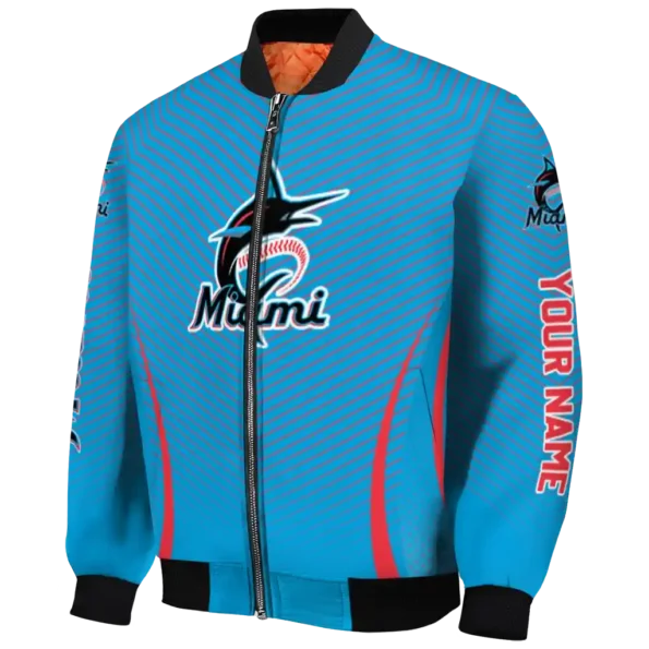 custom miami marlins chevron arrow blue bomber jacket best selling