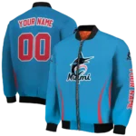 custom miami marlins chevron arrow blue bomber jacket best selling