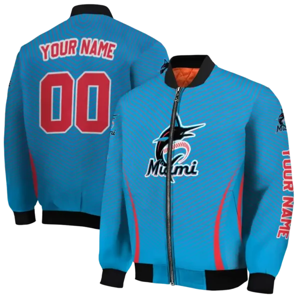 custom miami marlins chevron arrow blue bomber jacket fashion forward