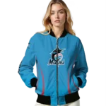 custom miami marlins chevron arrow blue bomber jacket best selling