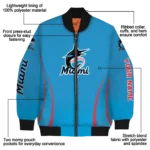 custom miami marlins chevron arrow blue bomber jacket best selling