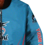 custom miami marlins chevron arrow blue bomber jacket best selling