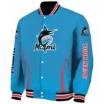 custom miami marlins chevron arrow blue varsity jacket best selling