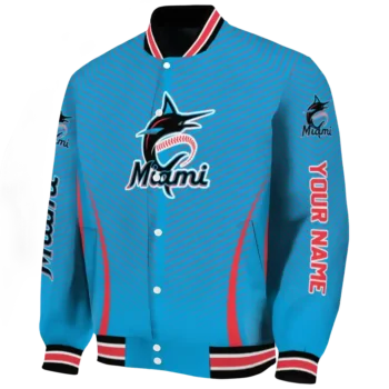 custom miami marlins chevron arrow blue varsity jacket best selling
