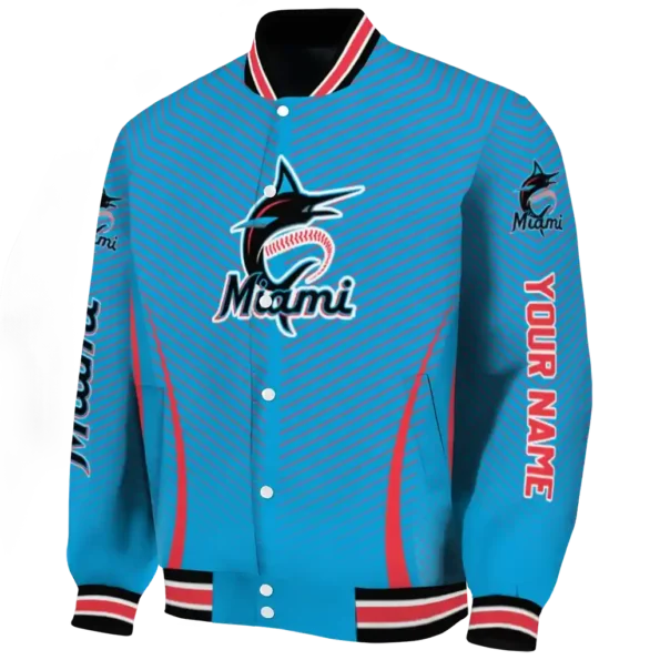 custom miami marlins chevron arrow blue varsity jacket best selling