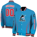 custom miami marlins chevron arrow blue varsity jacket best selling