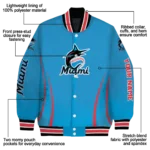 custom miami marlins chevron arrow blue varsity jacket best selling