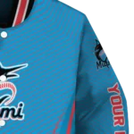 custom miami marlins chevron arrow blue varsity jacket best selling
