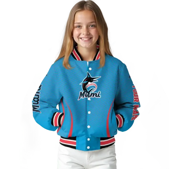 custom miami marlins chevron arrow blue varsity jacket top rated