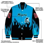 custom miami marlins flame border blue black varsity jacket best selling