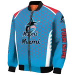 custom miami marlins hexagon grid blue bomber jacket best selling