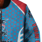 custom miami marlins hexagon grid blue bomber jacket best selling