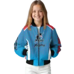 custom miami marlins hexagon grid blue bomber jacket best selling